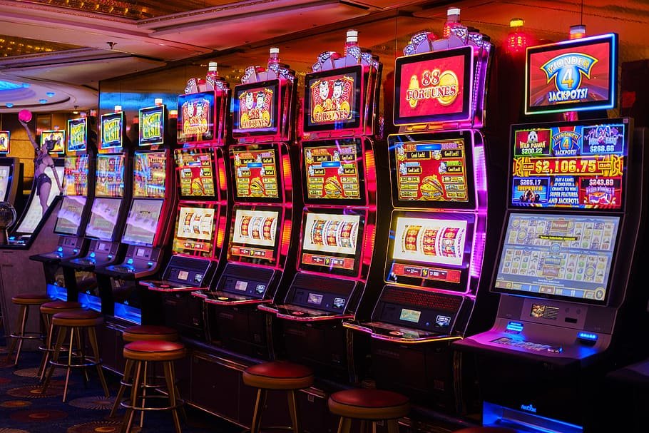 High-traffic entertainment zone where vending thrives — arcade and casino environment
