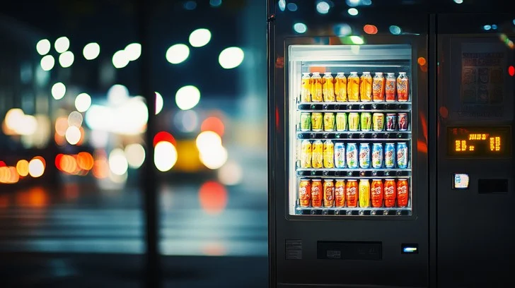 Illuminated vending machine with modern design